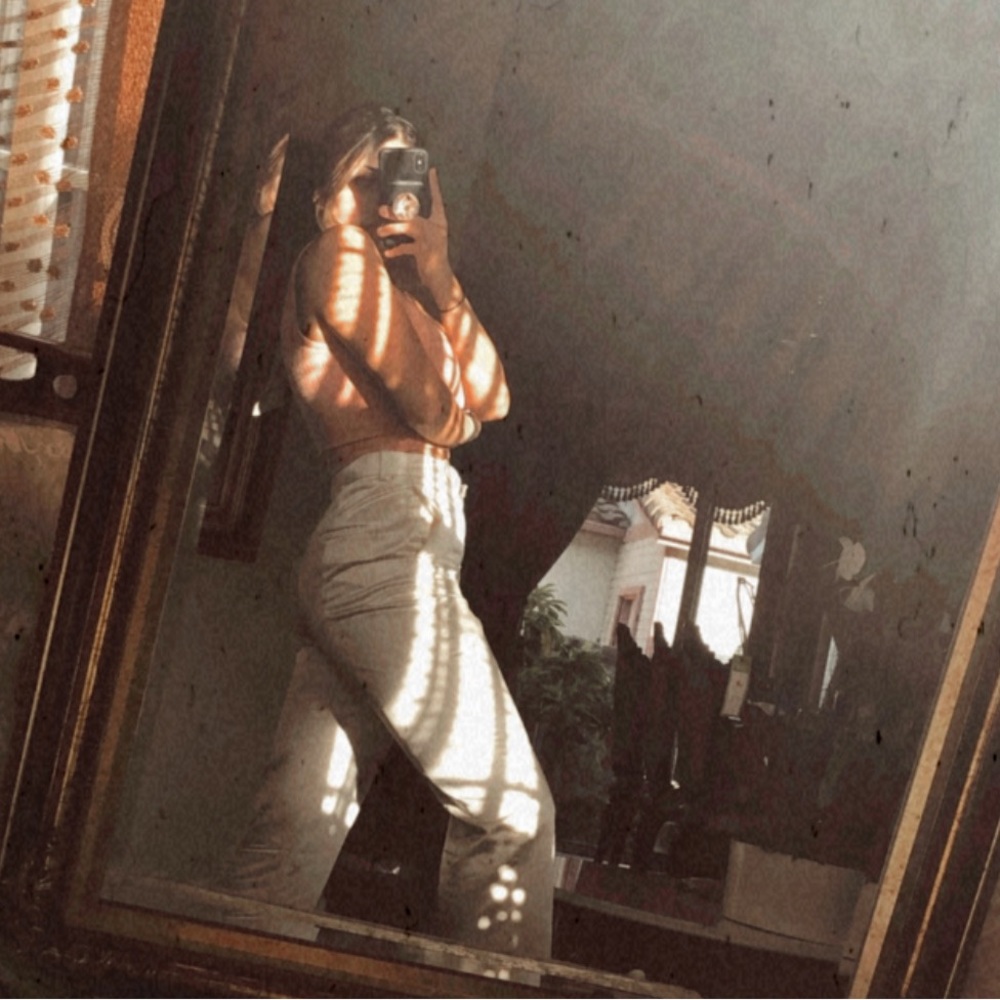 Satin ivory trousers